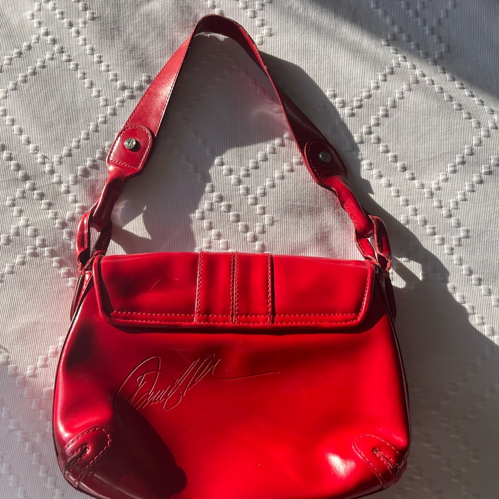 Donald J. Pliner Red Leather Shoulder Bag - Picture 2 of 7